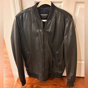 Superdry Leather Jacket - Mens